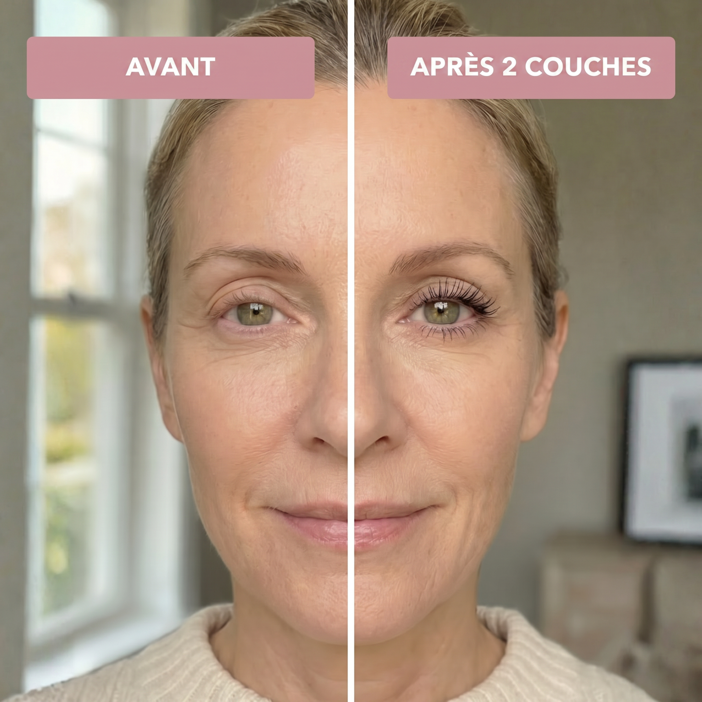 Avant après mascara cils 50 ans